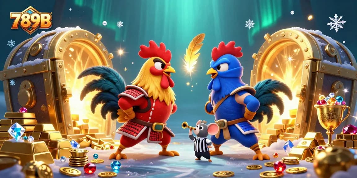 Engage in thrilling battles at 789B with dynamic cockfighting action and dazzling treasures.
