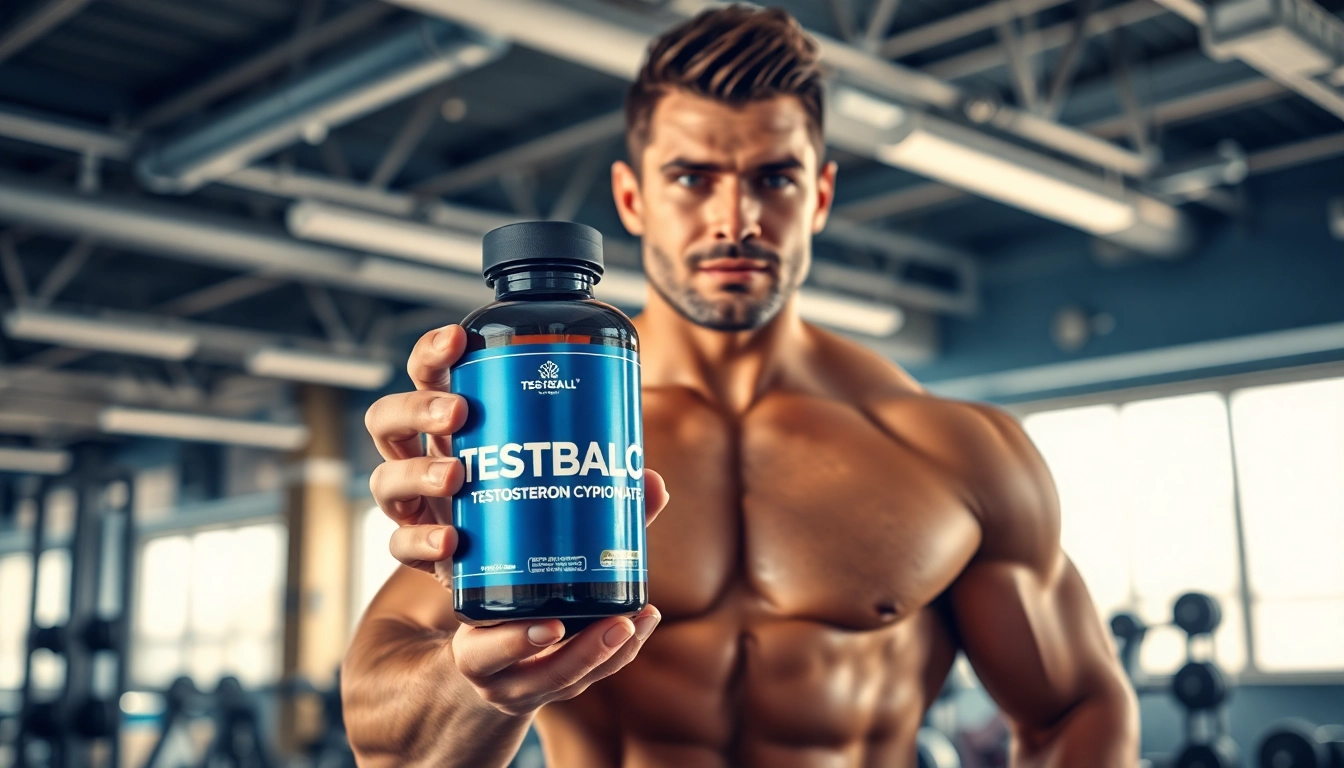 Testobal C Testosteron Cypionate in action: model showcasing the product in a dynamic gym setting.