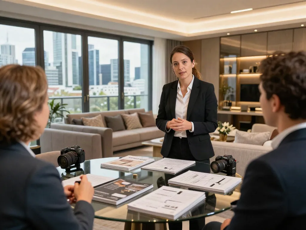 Bester Immobilienmakler Frankfurt zeigt ein luxuriöses Objekt während einer Besichtigung in Frankfurt.