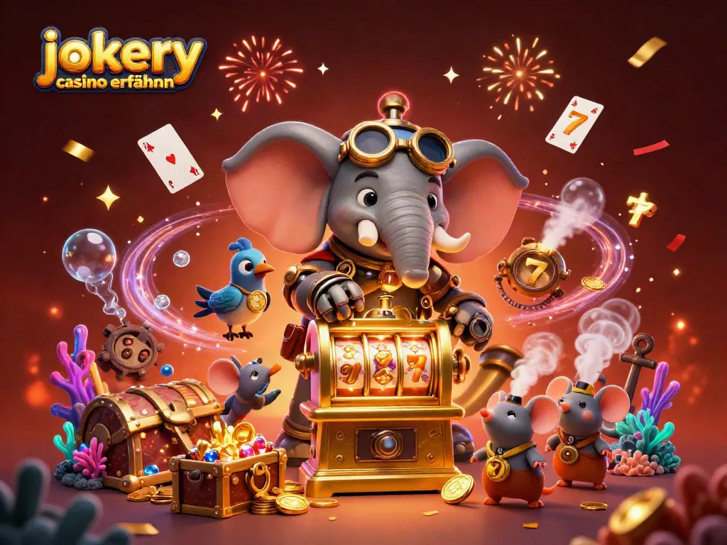 Experience jokery casino erfahrungen with a vibrant 3D steampunk illustration showcasing an amazing slot machine.