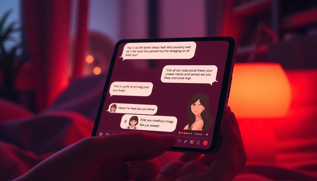 Engaging NSFW chat interface showing intimate interactions with a character AI.