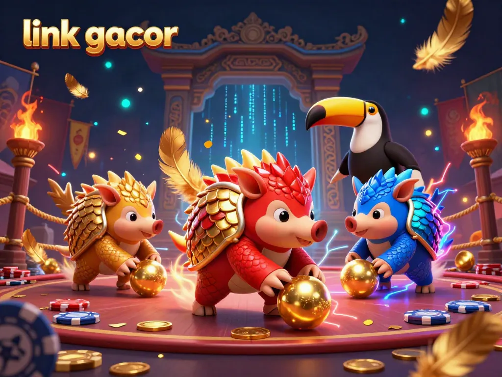 Experience the excitement of link gacor with rival pangolins competing in a vibrant casino scene.