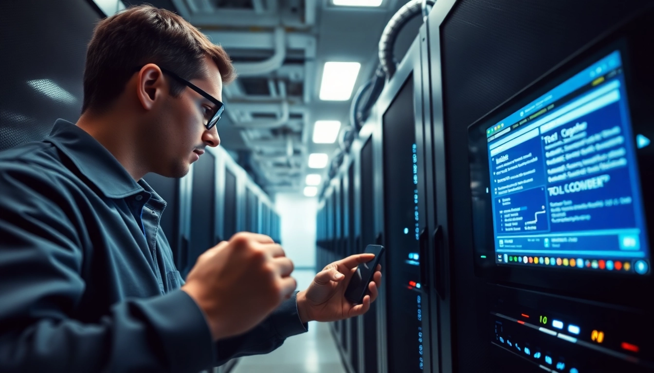 Windows Server 2025 User CAL Lizenz kaufen, IT-Techniker konfiguriert Softwareupdates in einem modernen Rechenzentrum.