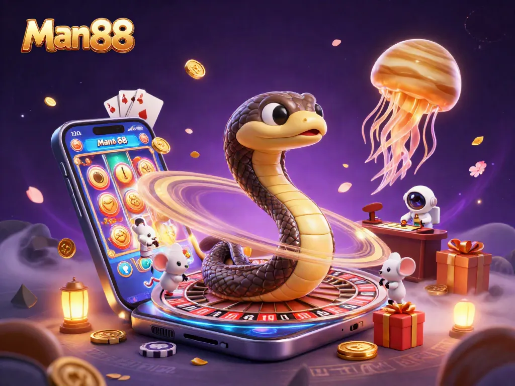 Man 88 players enjoying a cosmic betting adventure with space-themed slots and roulette.