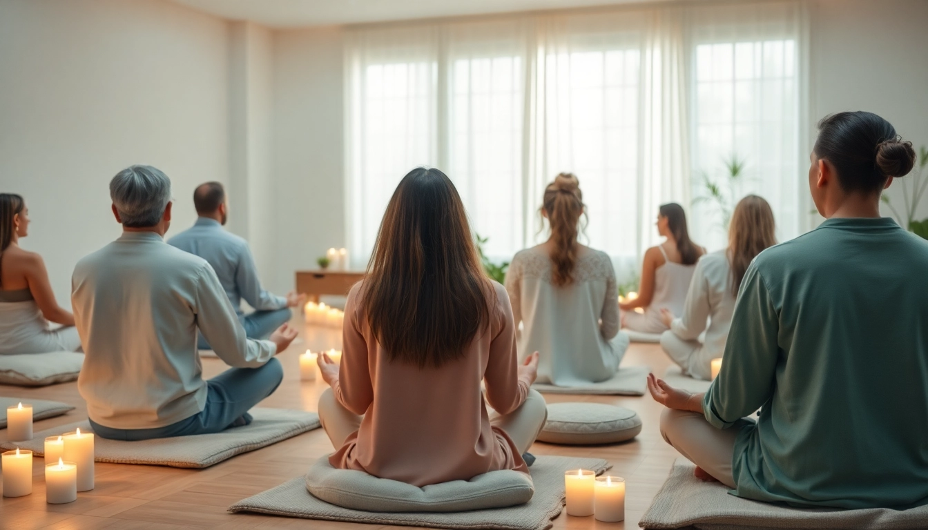 Spirituelle Seminare in a calming atmosphere with participants engaged in mindful meditation.