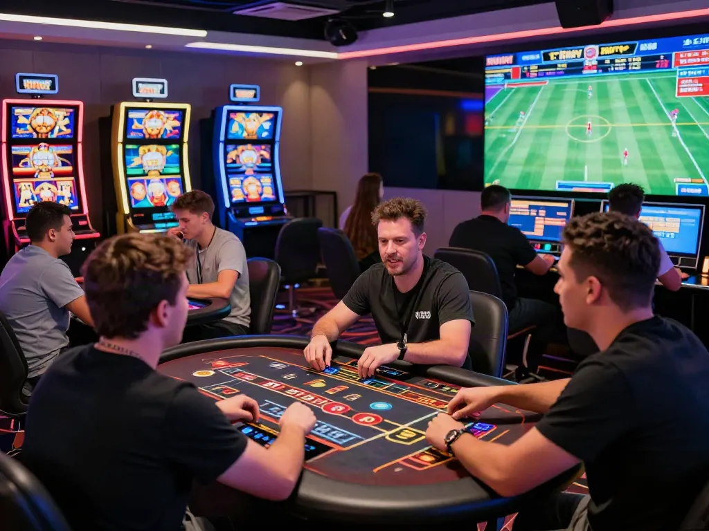 Exciting gaming experience at RIKVIP online casino showcasing diverse players enjoying live dealer tables and engaging slot machines.