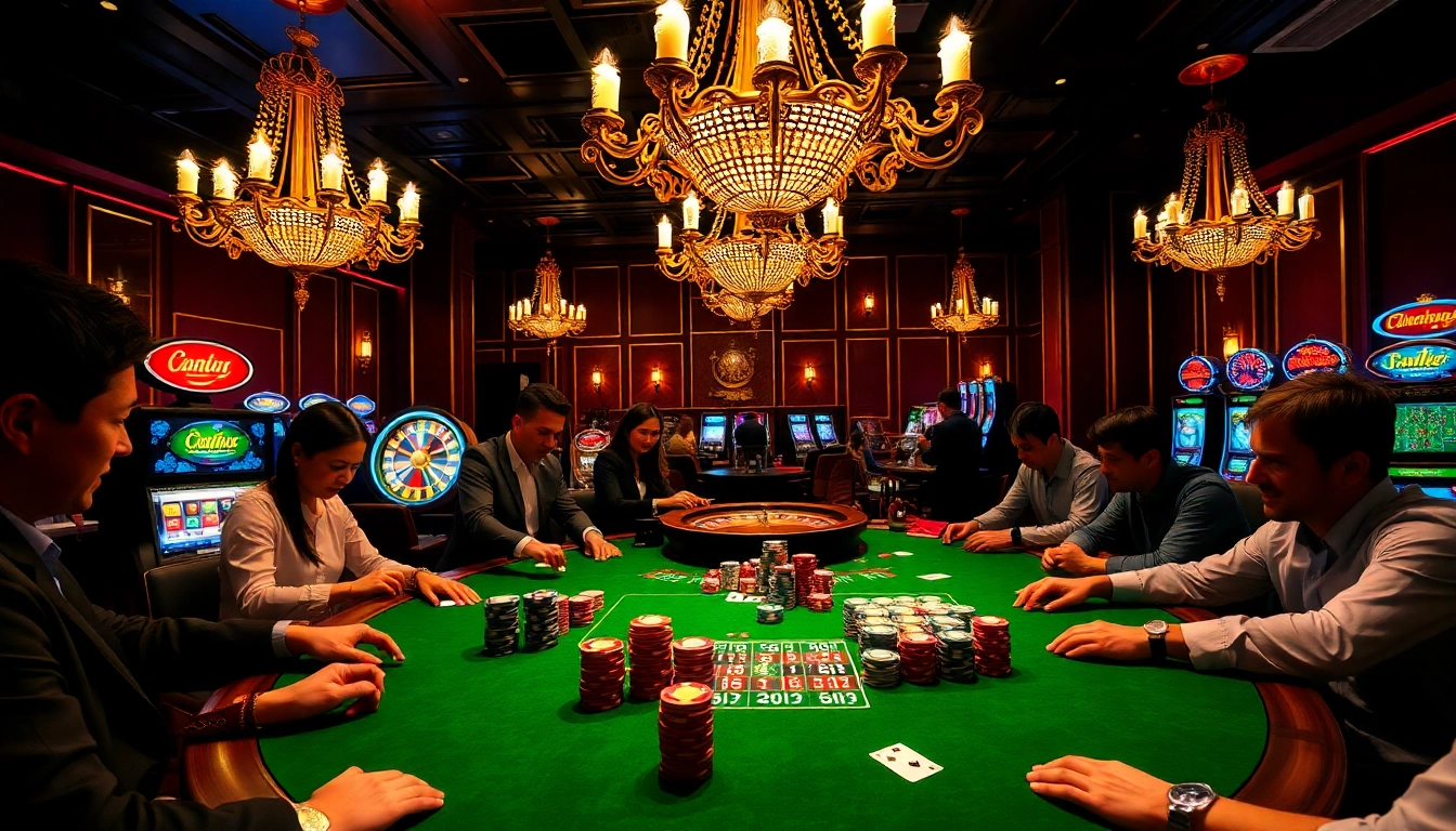 Experience the excitement of da88 with players betting at an elegant casino poker table.